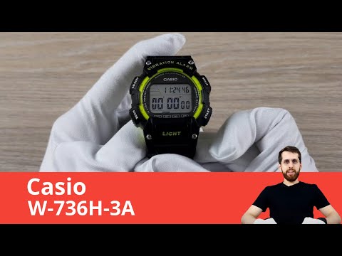 Часы с вибробудильником / Casio W-736H-3A - Обзор и Настройка