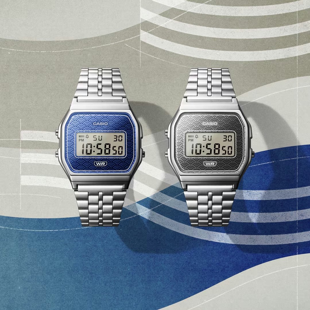 Casio A159WEVJ-2 и A159WEVJ-7: японский орнамент сэйгайха на ретро-цифре