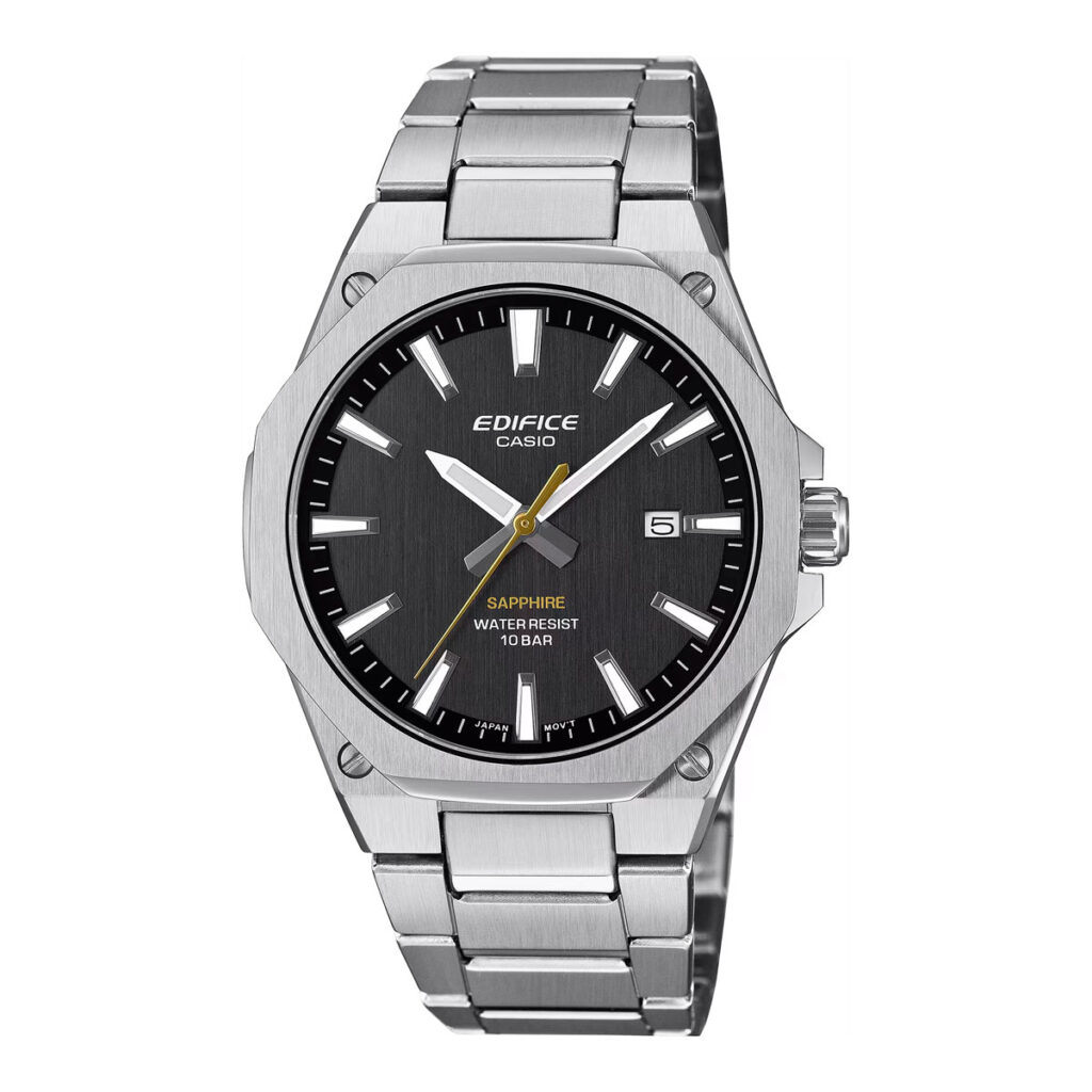 Edifice EFR-SE108D-1A с чёрным циферблатом и жёлтой секундной стрелкой