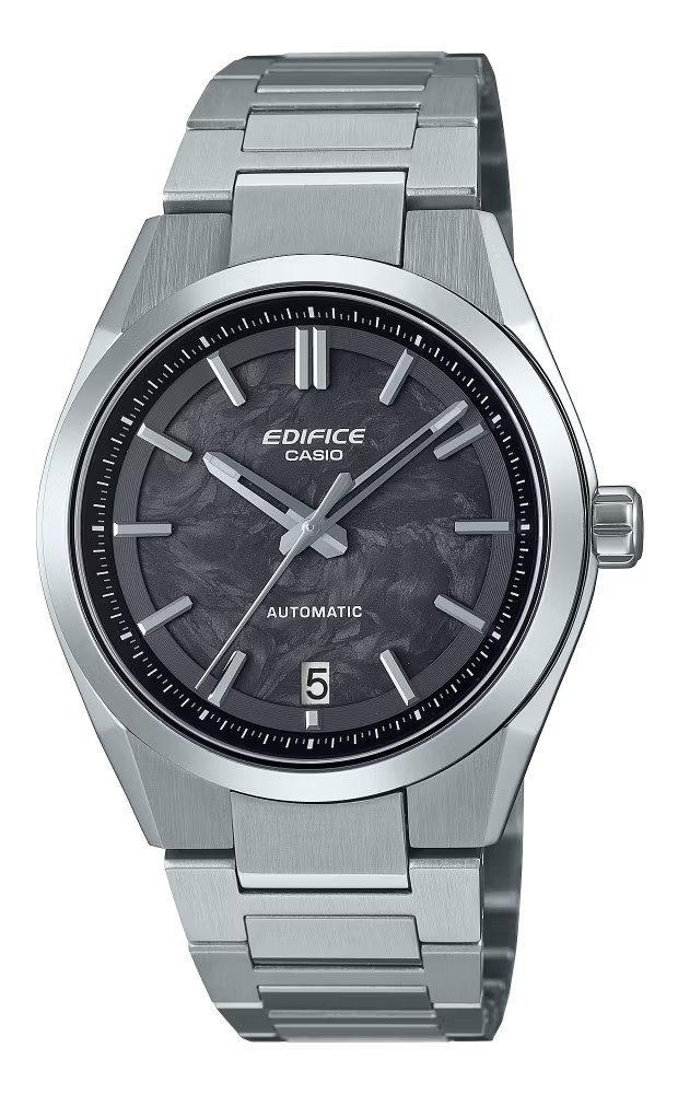 Casio Edifice EFK-100CD-1A со стальным интегрированным браслетом и чёрным карбоновым циферблатом