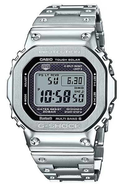 GMW-B5000D-1 — серебристая версия со стальным браслетом и позитивным дисплеем