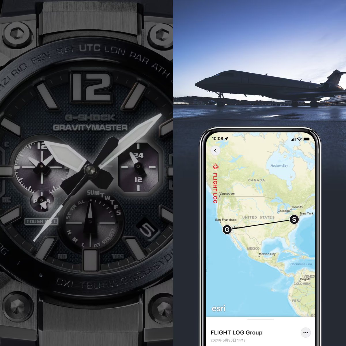 Журнал полётов G-Shock GWR-B3000 в приложении CASIO WATCHES